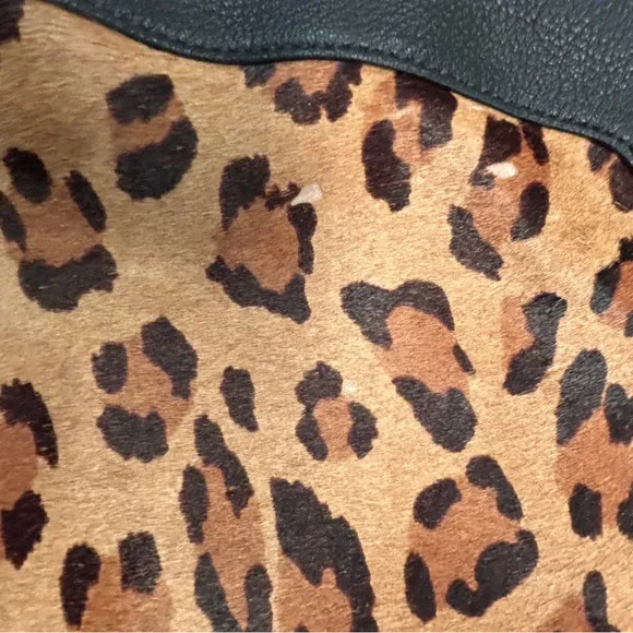 Lauren Ralph Lauren Leopard Print and Black leather Hobo shoulder Bag purse - Picture 5 of 11
